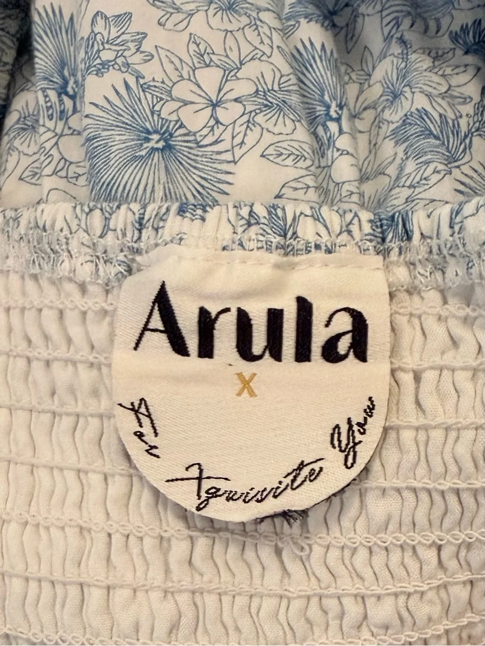 Arula Blue Floral Puff Sleeve Smocked Babydoll Dress XL - Picture 6 of 7